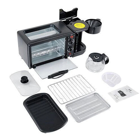 2788 3 In 1 Breakfast Maker Portable Toaster Oven Grill Pan  Coffee Maker Full Breakfast Ready At One Go - Zidbik