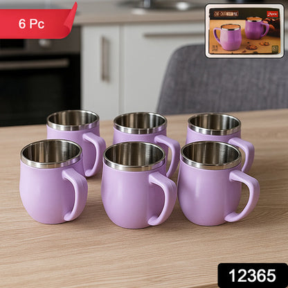 Apex Chit-chat Double Wall Stainless Steel Mug Set (6pc200ml) Approx - Zidbik