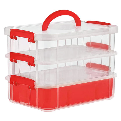 3-layer Multi-purpose Transparent Plastic Storage Carry Box With Handle - Zidbik