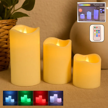 Premium 3 Piece Led Flameless Candle Set With Remote Control - Zidbik