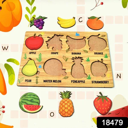 Wooden Fruits Puzzle Learning Educational Board (1 Set 2820 Cm) - Zidbik