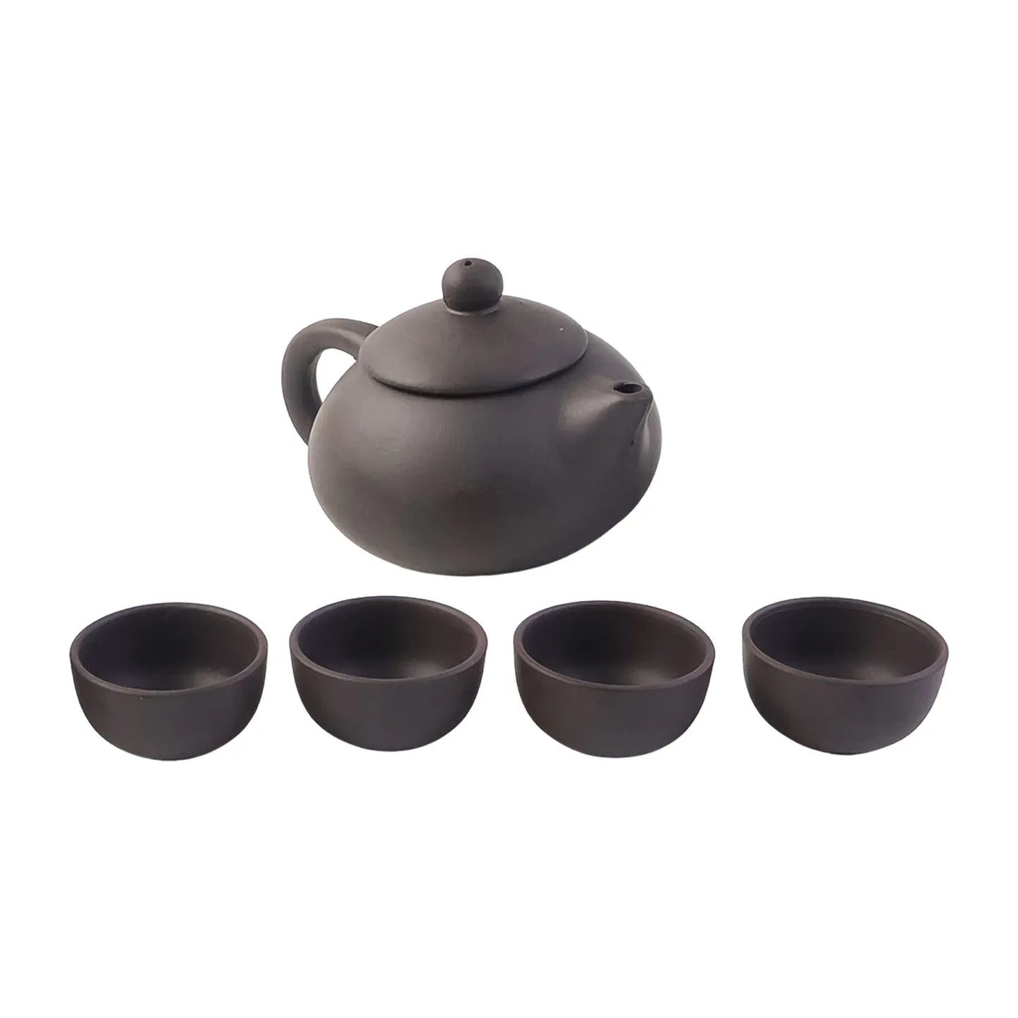 Premium Black Clay Ceramic Tea Set With Teapot 4 Cups - Zidbik