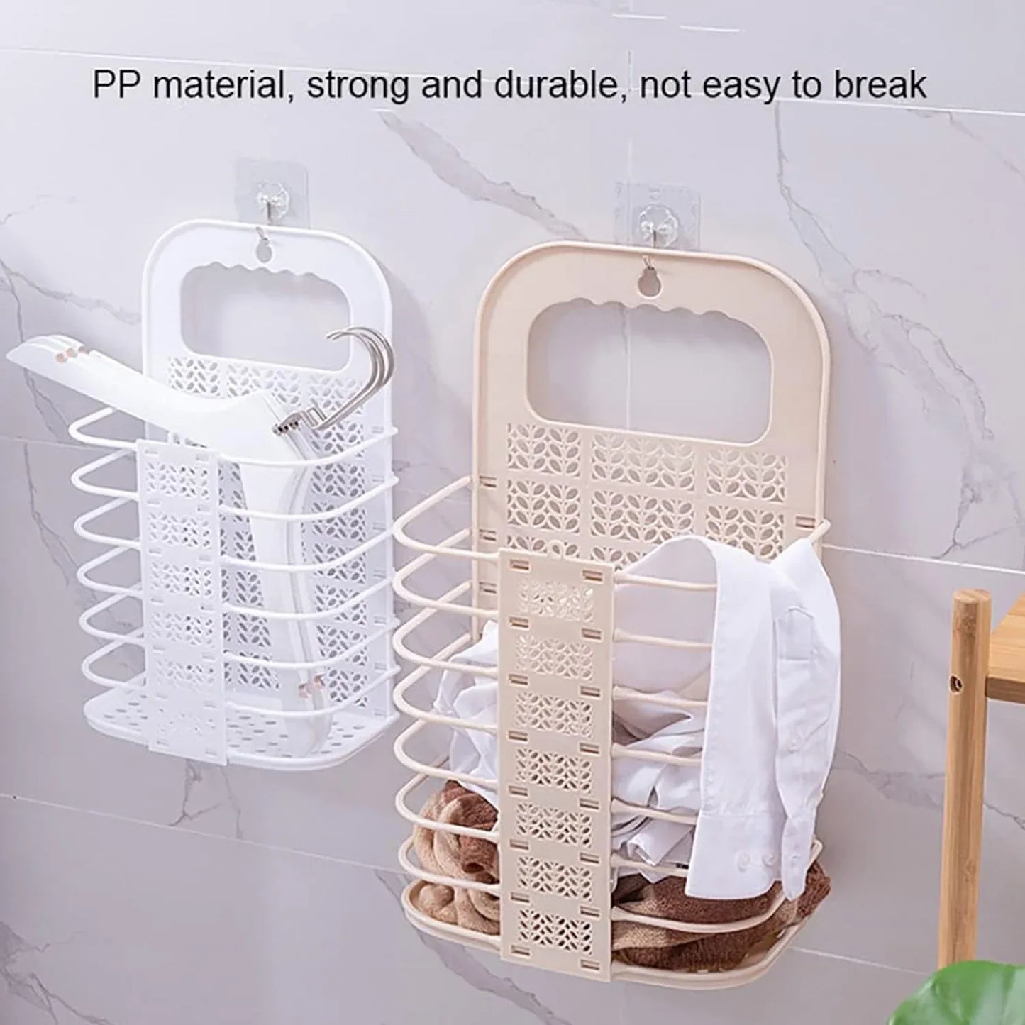 8145 Wall Hanging Laundry Basket Clothes Hanger Dirty Hamper Clothes Storage Hook Clothes Rails For Laundry Washing Machine Bathroom Kids Dirty Clothes Storage Hanger (1 Pc) - Zidbik
