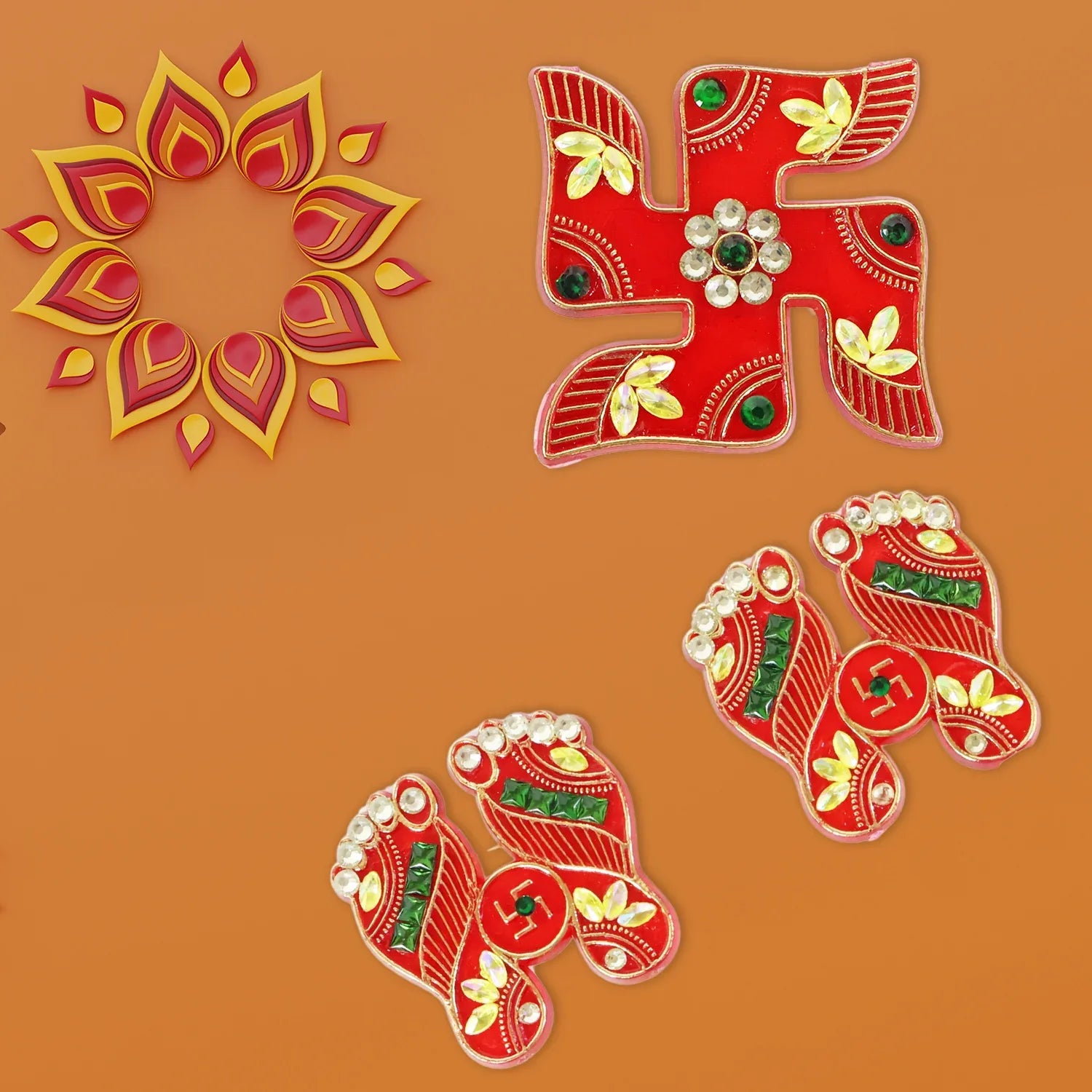 Traditional Decorative Shubh Labh Door Hanging (6 Pc 1 Set) - Zidbik