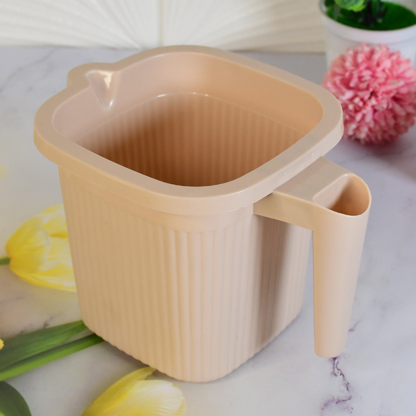 Plastic Square Bath Water Mug (1 Pc  1000 Ml  Mix Color) - Zidbik