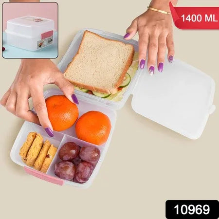 1 Large And 3 Small -compartment 1400 Ml Multipurpose Lunch Box (1400 Ml 1 Pc) - Zidbik