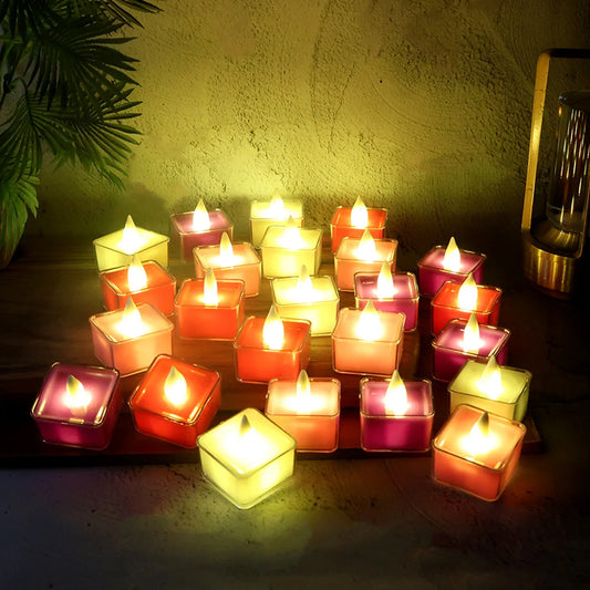 Set Of 24 Multi-color Led Tealight Candles - Zidbik