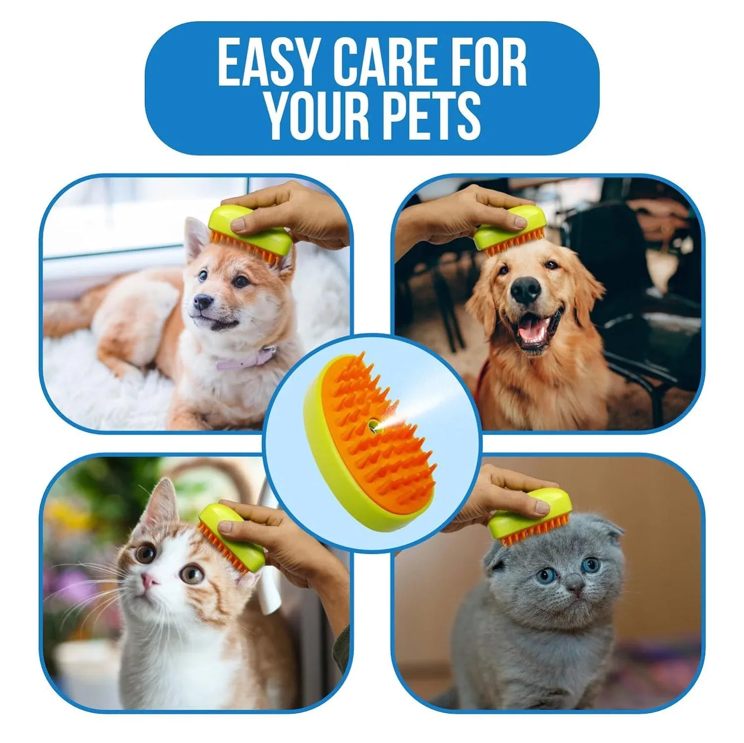 12918 3 In1 Cat Steamy Brush Self Cleaning Steam Cat Brush Cat Steamer Brush For Massage Cat Grooming Brush Pet Hair Removal Comb For Cat And Dog For Removing Tangled And Loose Hair - Zidbik