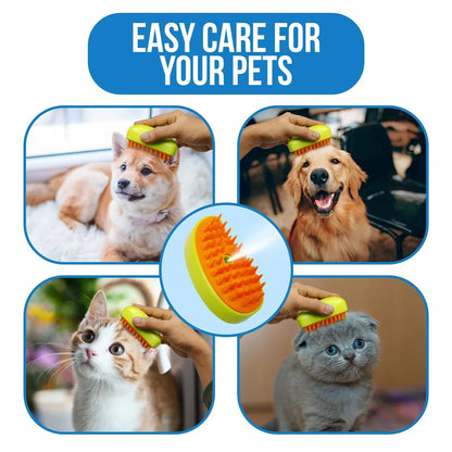 12918 3 In1 Cat Steamy Brush Self Cleaning Steam Cat Brush Cat Steamer Brush For Massage Cat Grooming Brush Pet Hair Removal Comb For Cat And Dog For Removing Tangled And Loose Hair - Zidbik