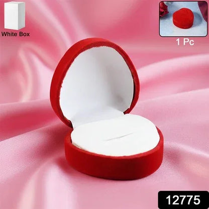 Premium Heart-shaped Velvet Jewellery Ring Box (1 Pc) - Zidbik
