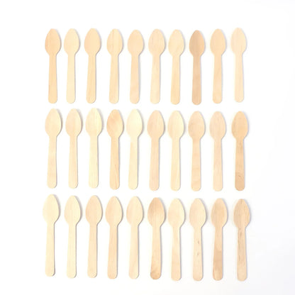 110mm Wooden Tea Spoon 30 Pcs Pack - Zidbik