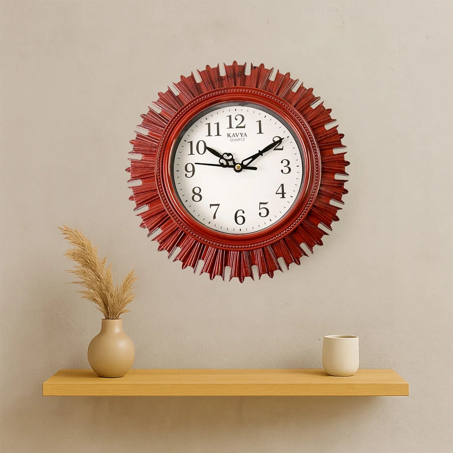 4918 Wooden Look Designer Wall Clock Plastic Decorative Latest Wall Clock Battery Operated Round Easy To Read For Roomhomekitchenbedroomofficeschool - Zidbik