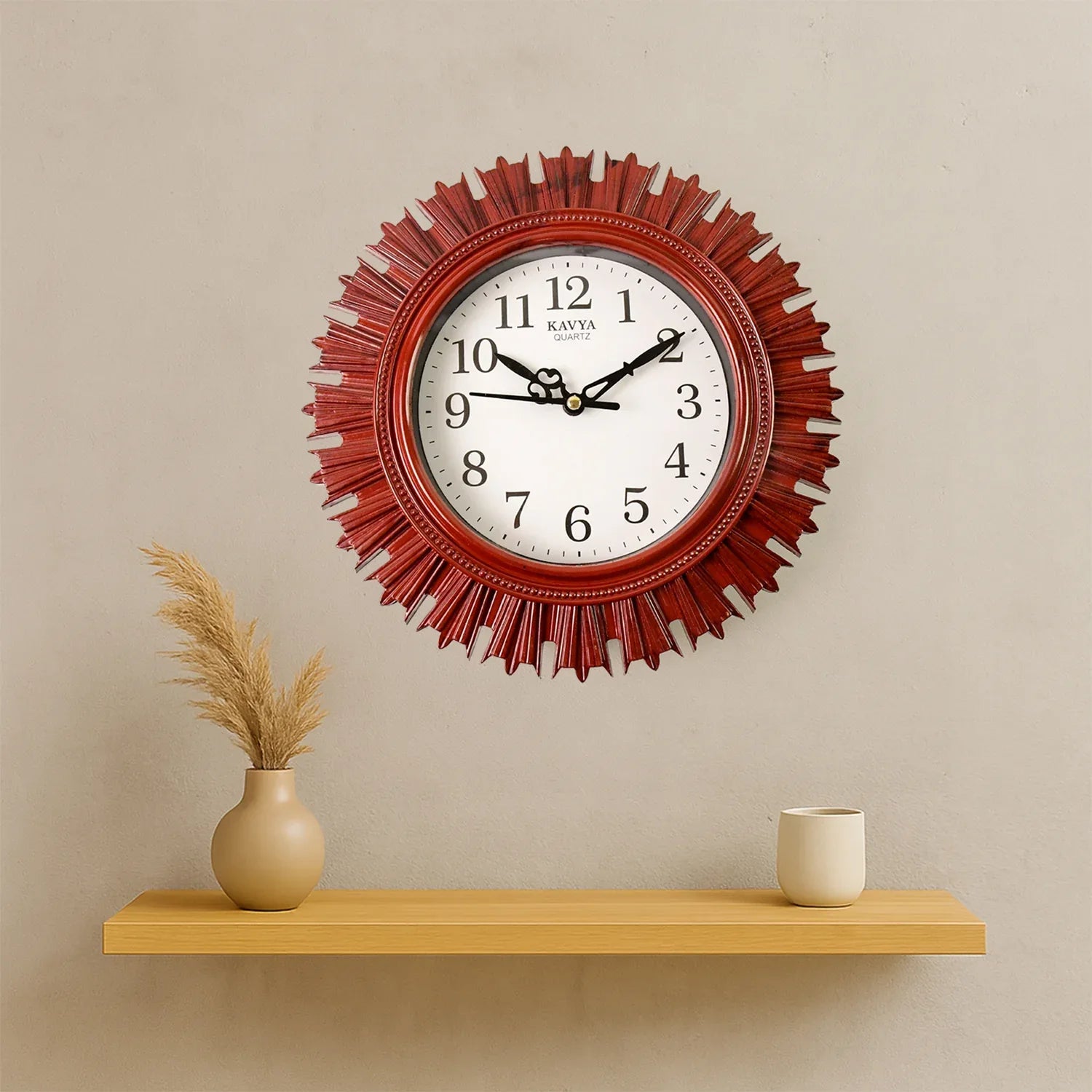 4918 Wooden Look Designer Wall Clock Plastic Decorative Latest Wall Clock Battery Operated Round Easy To Read For Roomhomekitchenbedroomofficeschool - Zidbik