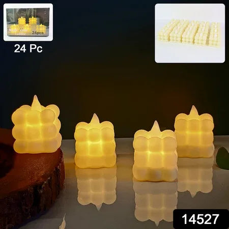 Led Flameless Cube Decorative Candles (24 Pc) - Zidbik