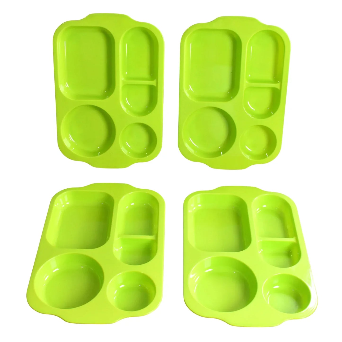 5363 Unbreakable Plastic Food Platesbiodegradable 5 Compartment Square Plate For Food - Zidbik