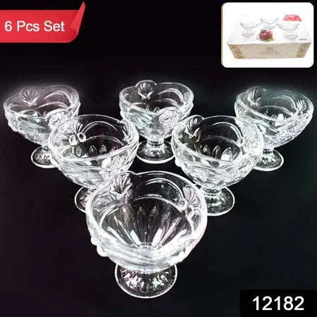 Glass Ice-cream Cup Set Home Kitchen Serving Or Dessert Cup (6 Pcs Set) - Zidbik