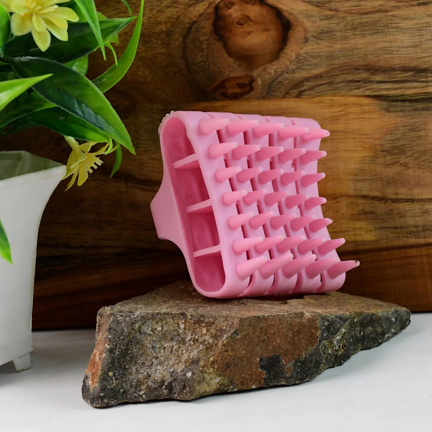 Scalp Massager Shampoo Brush Soft Silicone Hair Washing Comb With Handle - Zidbik