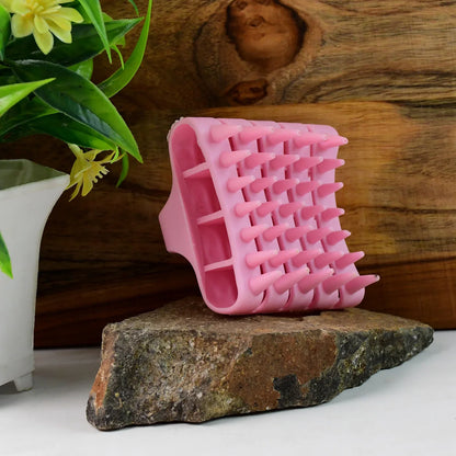 Scalp Massager Shampoo Brush Soft Silicone Hair Washing Comb With Handle - Zidbik