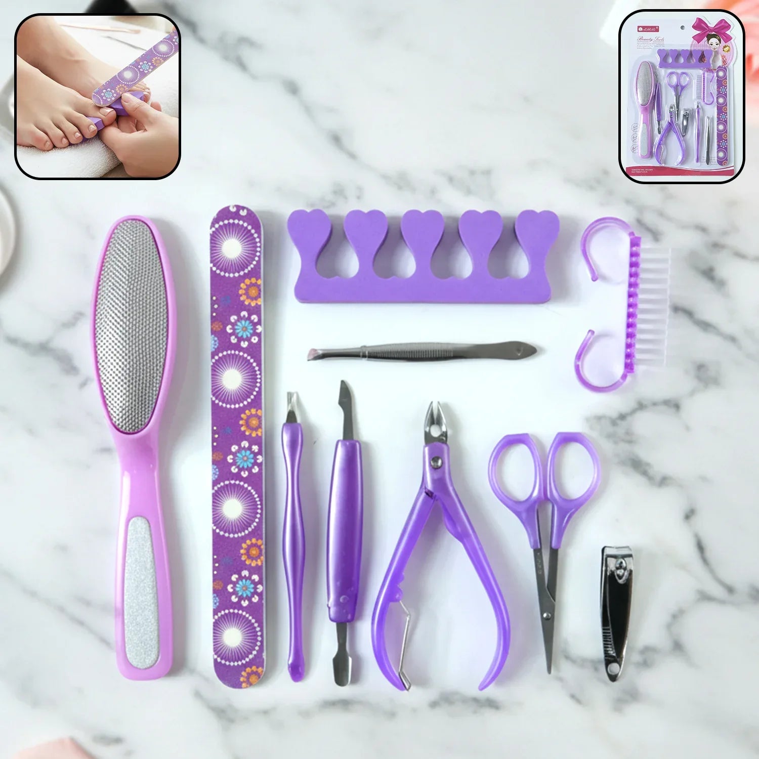 Personal Grooming Manicure Pedicure Nail Care Tool Set (10 Pc Set) - Zidbik