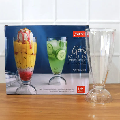 Apex Premium Dessert Falooda Glasses (Approx 400ml 6 Pc) - Zidbik
