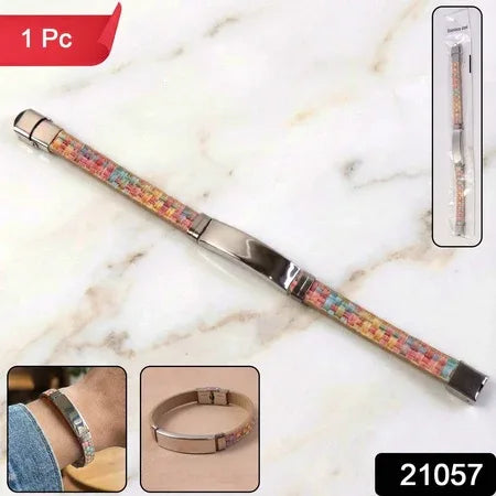 Premium Fancy Wrist Bracelet With Multicolor Woven Design (1 Pc) - Zidbik