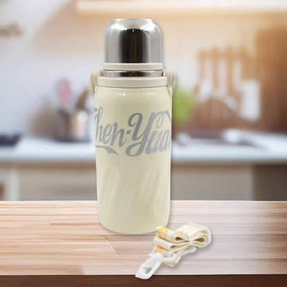 13040 Stainless Steel Vacuum Insulated Water Bottle  Leak Proof Flask For Tea Coffee  Reusable Water Bottle With Hanging Strap  Bottle For Hot  Cold Drinks Wide Mouth Water Flask (900 Ml) - Zidbik