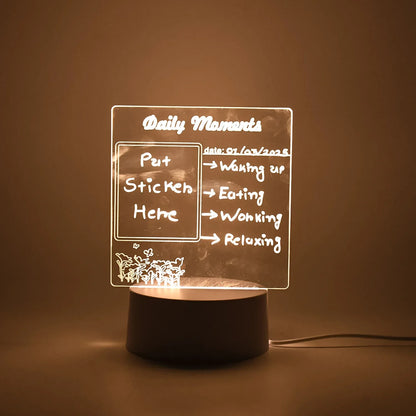 12939 Creative Visualization Lamp 3 Dacrylic Decorative Lamp For Creative Keeps Notes Drawing Table Lamp For Home Decor Bedroom Gift Office Decoration Erasable Board (Heart-shape 1 Pc) - Zidbik
