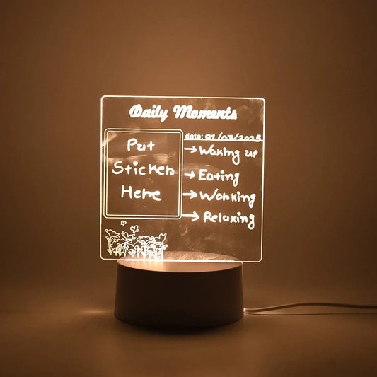12939 Creative Visualization Lamp 3 Dacrylic Decorative Lamp For Creative Keeps Notes Drawing Table Lamp For Home Decor Bedroom Gift Office Decoration Erasable Board (Heart-shape 1 Pc) - Zidbik