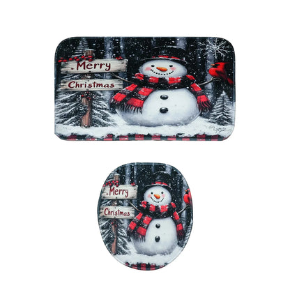 3 In 1 Christmas-themed Bathroom Mat - (1 Set) - Zidbik