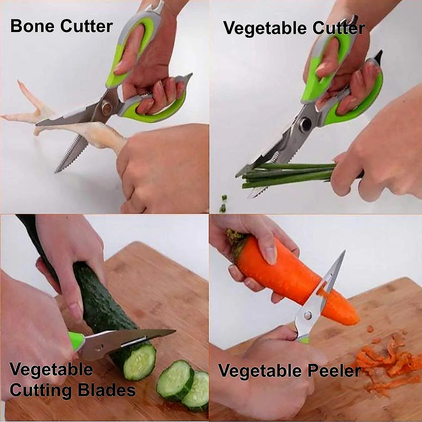 8193 Multi-purpose Kitchen Shears With Magnetic Holder Stainless Steel Red Multifunction Heavy Duty And Kitchen Scissors - Zidbik