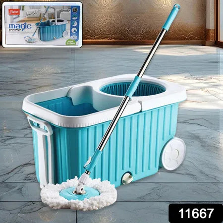 Apex Magic 360 Spin Mop Cleaning System With Stainless Steel Spinner - Zidbik