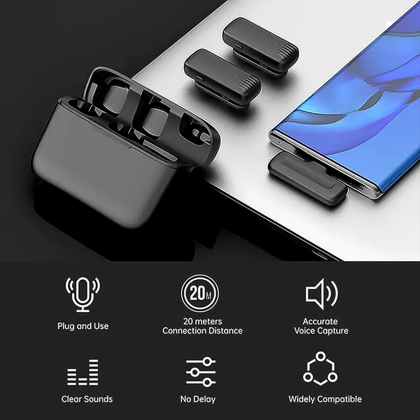 Wireless Microphones Collar Mic For All Smart Phone  Type-c  (1 Set) - Zidbik