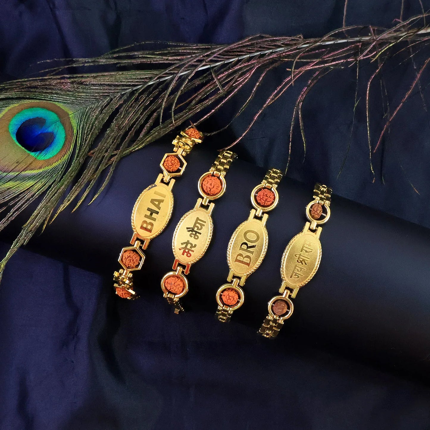 Gold Plated Metal Bracelet Rakhi For Brother (1 Pc) - Zidbik