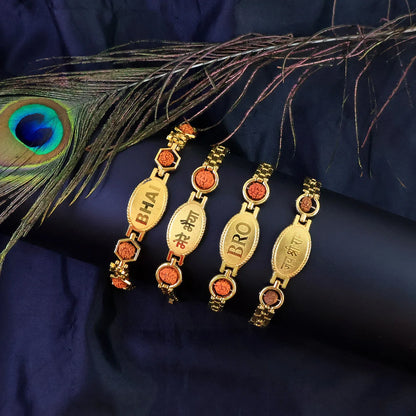 Gold Plated Metal Bracelet Rakhi For Brother (1 Pc) - Zidbik