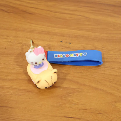 Cute Cartoon Cat Riding Toy Car Silicone Keychain (1 Pc) - Zidbik