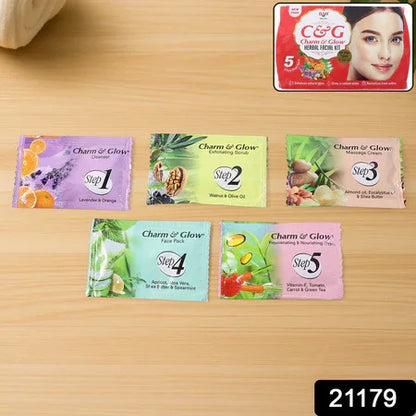 Charm Glow 5-step Herbal Facial Kit (1 Pc) - Zidbik