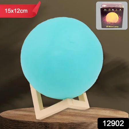 Moon Night Lamp Blue Color With Plastic Stand (15 X12 Cm 1 Pc) - Zidbik