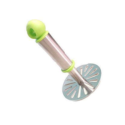8123 Ganesh Potatopav Bhaji Masher With Plastic Handle Silver  Plastic - Oval Pav Masher Potato 1-piece Smasher Handle Multicolor - Zidbik