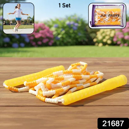Yellow White Beaded Skipping Jump Rope (1 Set) - Zidbik