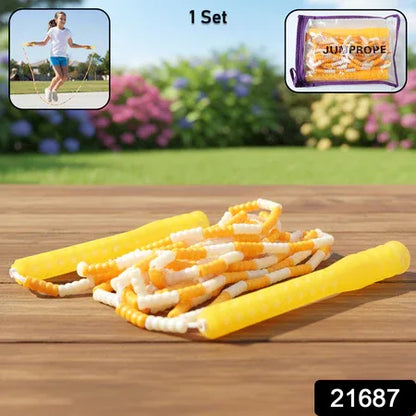 Yellow White Beaded Skipping Jump Rope (1 Set) - Zidbik
