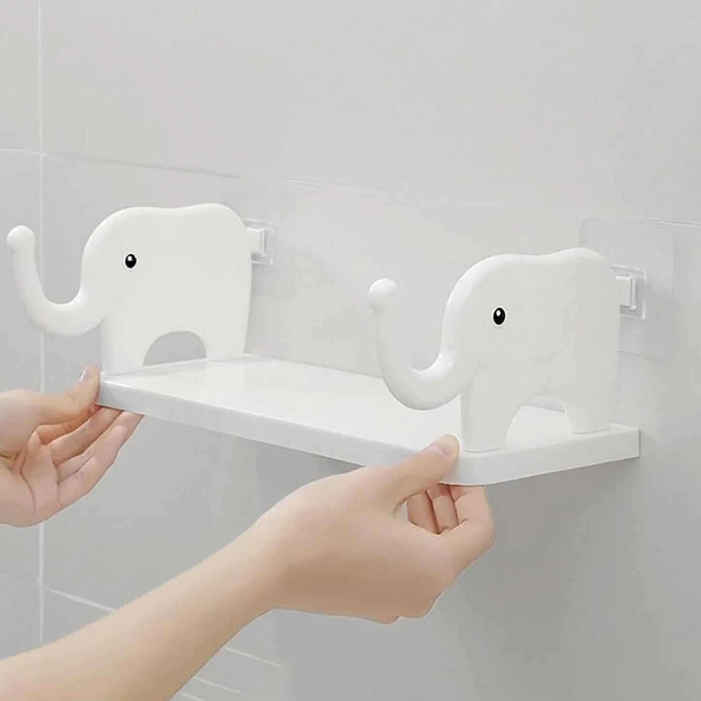 9272 Multifunctional Elephant Shaped Storage Shelf No Punching Wall Mounted Mini Storage Rack Creative Cute Elephant Shelf Organizer For Kitchen Bathroom Bedroom Study - Zidbik