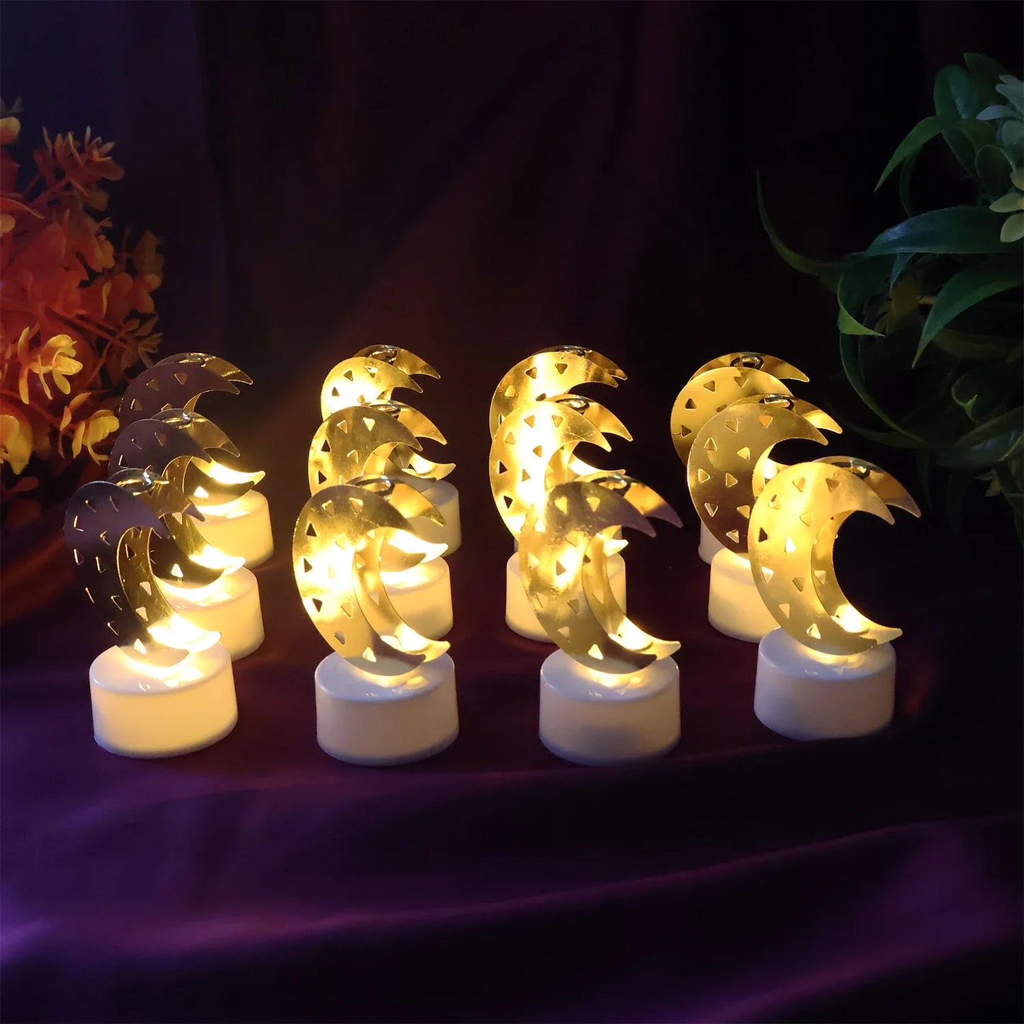 Decorative Moon Shaped Flameless Led Candles (12 Pc) - Zidbik
