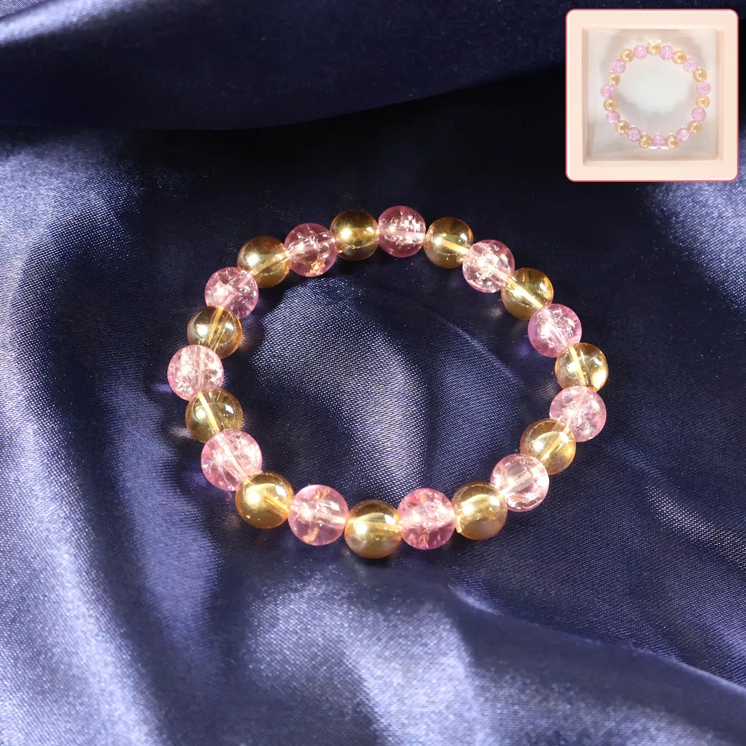 Elegant Dual-tone Crystal Beaded Stretch Bracelet (1 Pc) - Zidbik