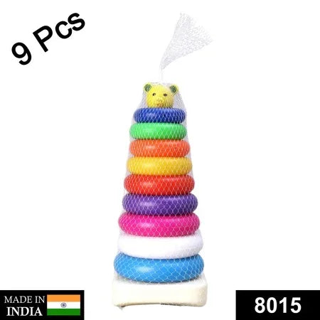 8015 Plastic Baby Kids Teddy Stacking Ring Jumbo Stack Up Educational Toy 9pc - Zidbik