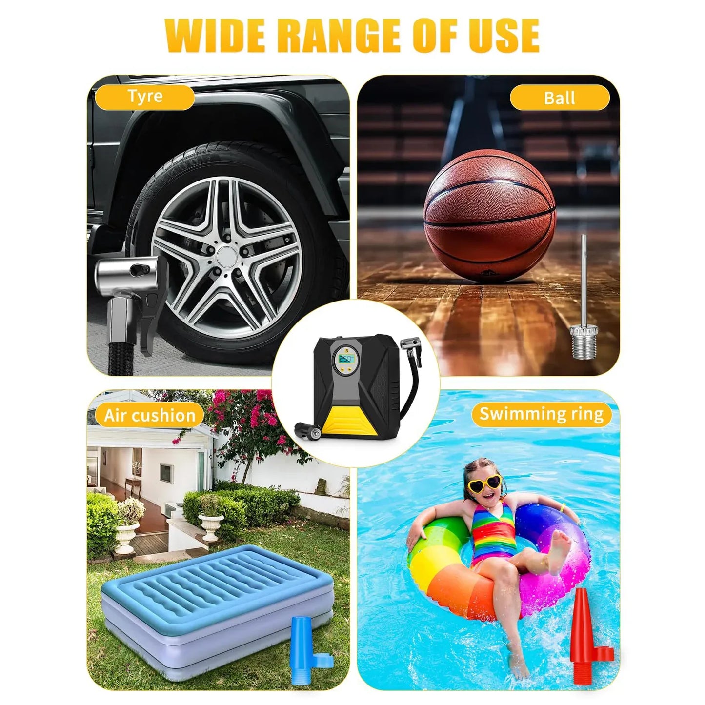 Mini Digital Portable Car Tyre Air Compressor - (1 Pc) - Zidbik