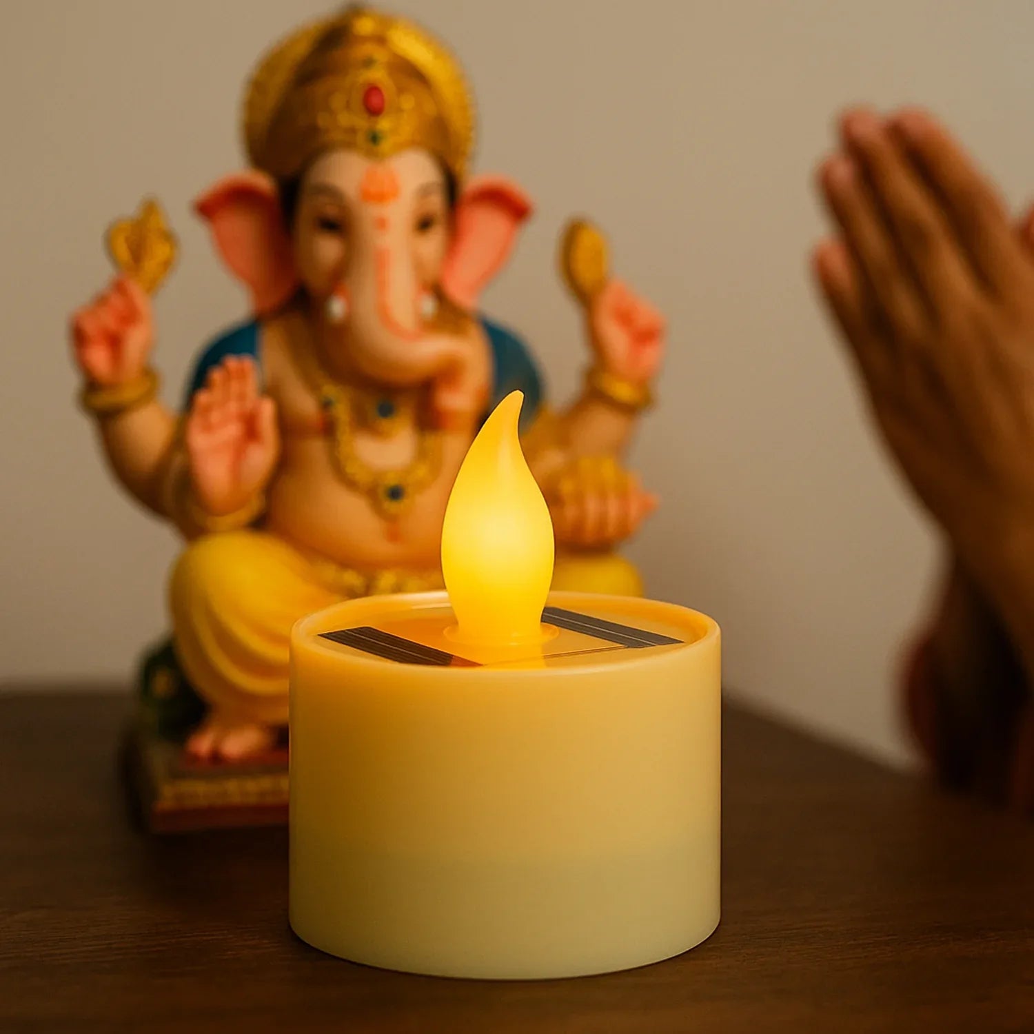 Solar Powered Led Flameless Candle Light (1 Pc) - Zidbik