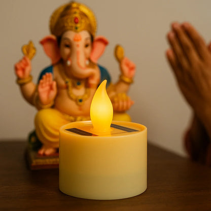 Solar Powered Led Flameless Candle Light (1 Pc) - Zidbik