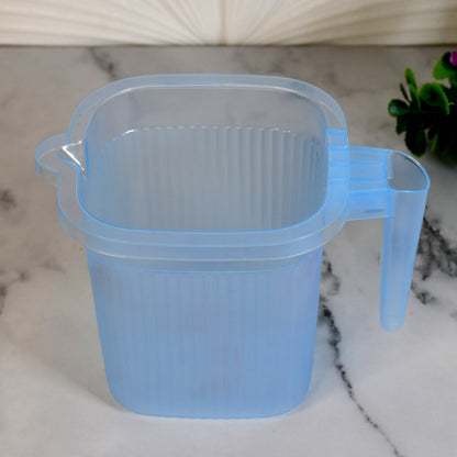Plastic Square Transparent  Bath Water Mug (1 Pc  1000 Ml  Mix Color) - Zidbik