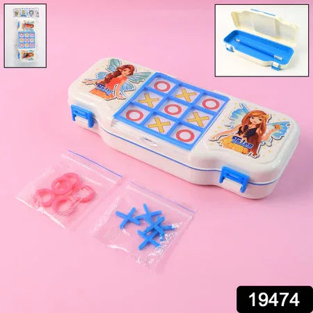 Kids Pencil Box With Built-in Tic Tac Toe Game - Zidbik