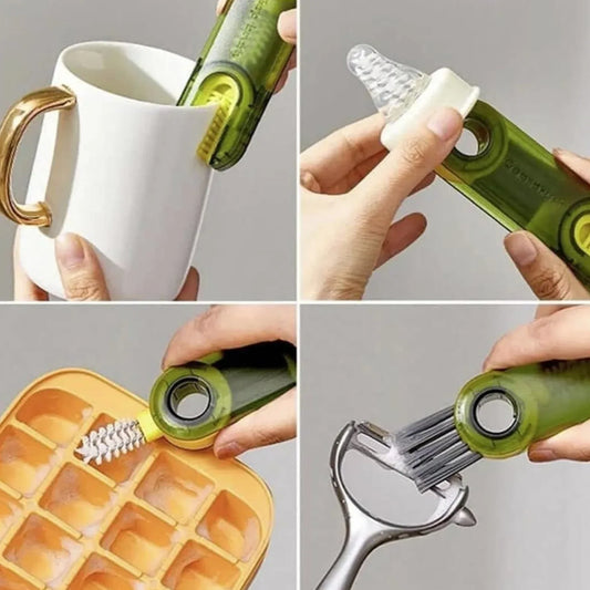 12687 3in1 Multifunctional Cleaning Brush Bottle Cleaning Brush Cup Cleaner Brush For Bottle Cup Cover Lid Home Kitchen Cleaning Tool (1 Pc) - Zidbik